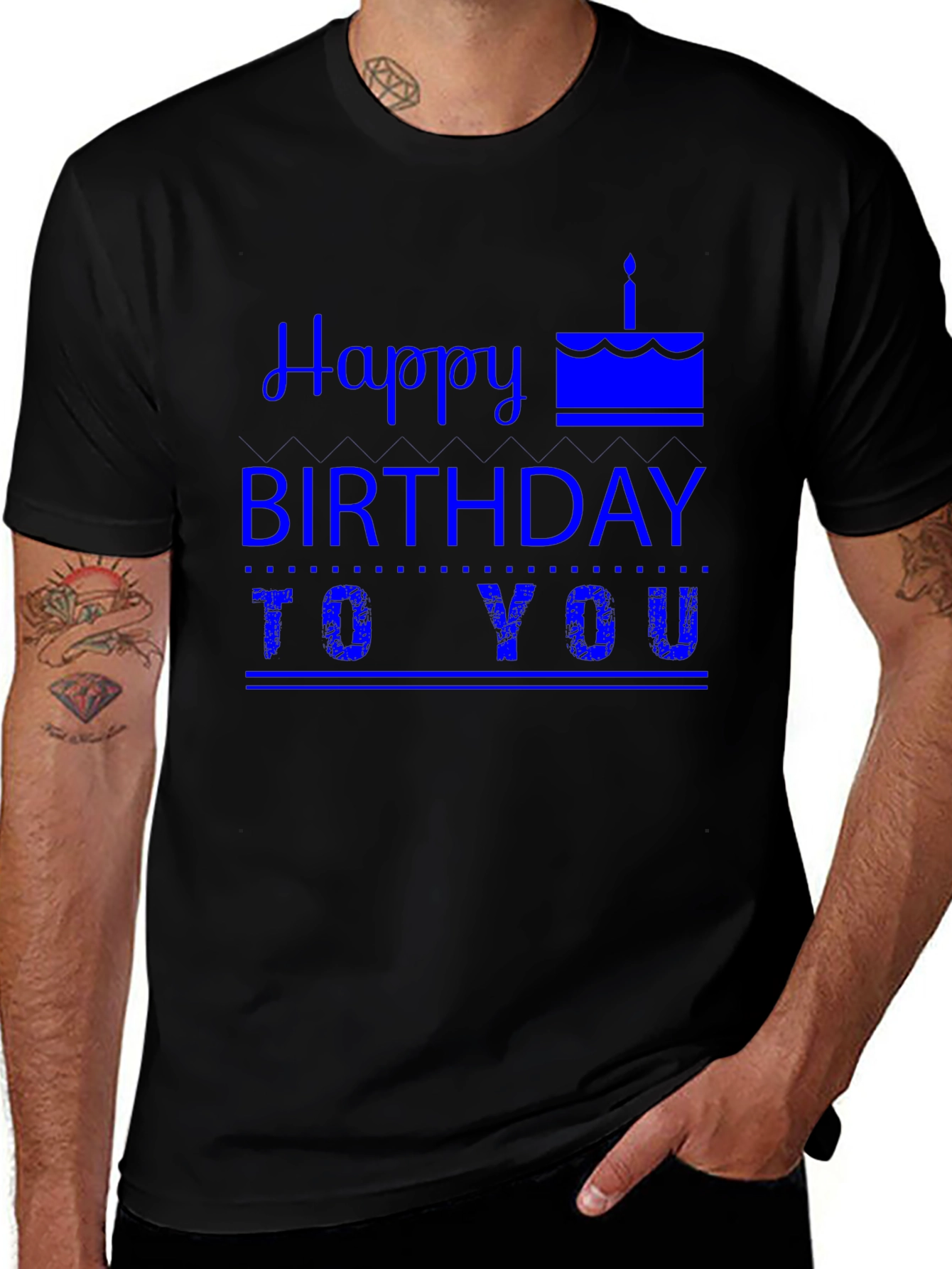 Happy Birthday Graphic Tee - Mens Black T-Shirt
