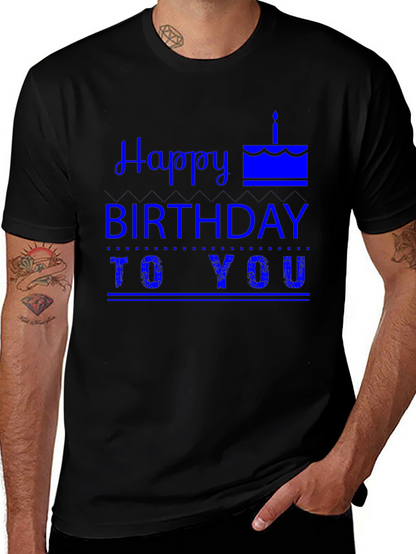 Happy Birthday Graphic Tee - Mens Black T-Shirt