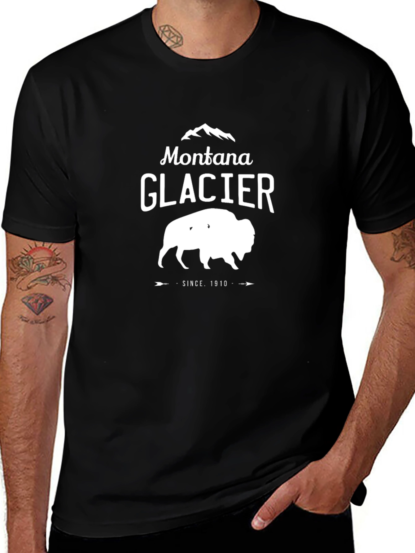Montana Glacier Buffalo Graphic Tee - Black