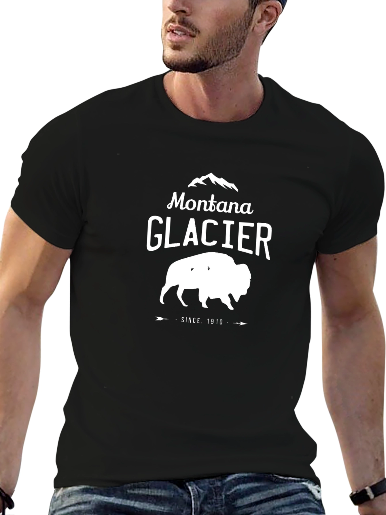 Montana Glacier Buffalo Graphic Tee - Black