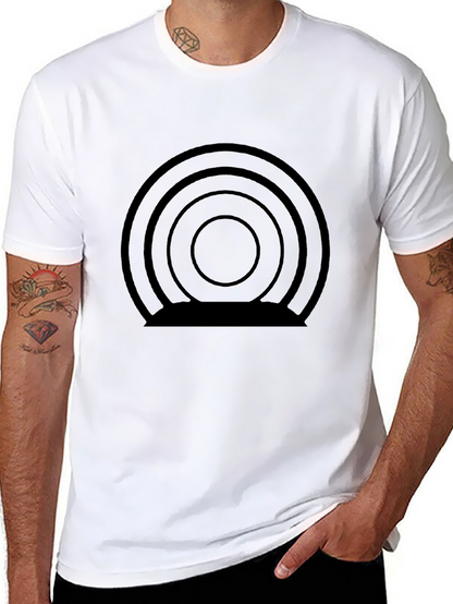 Abstract Concentric Circle Graphic Tee - Modern Black T-Shirt