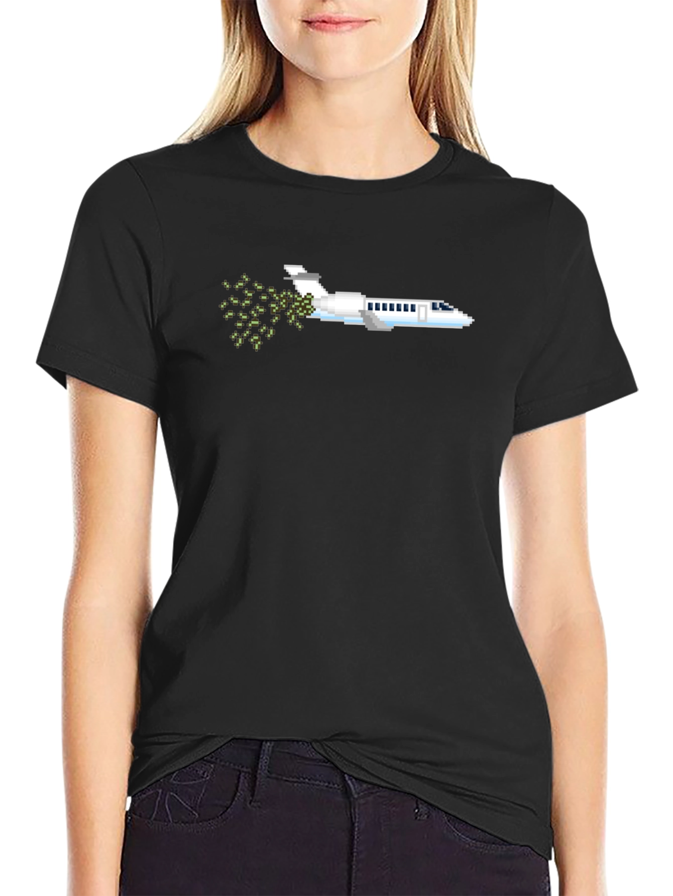 Pixel Art Airplane T-Shirt - Retro Gaming Tee