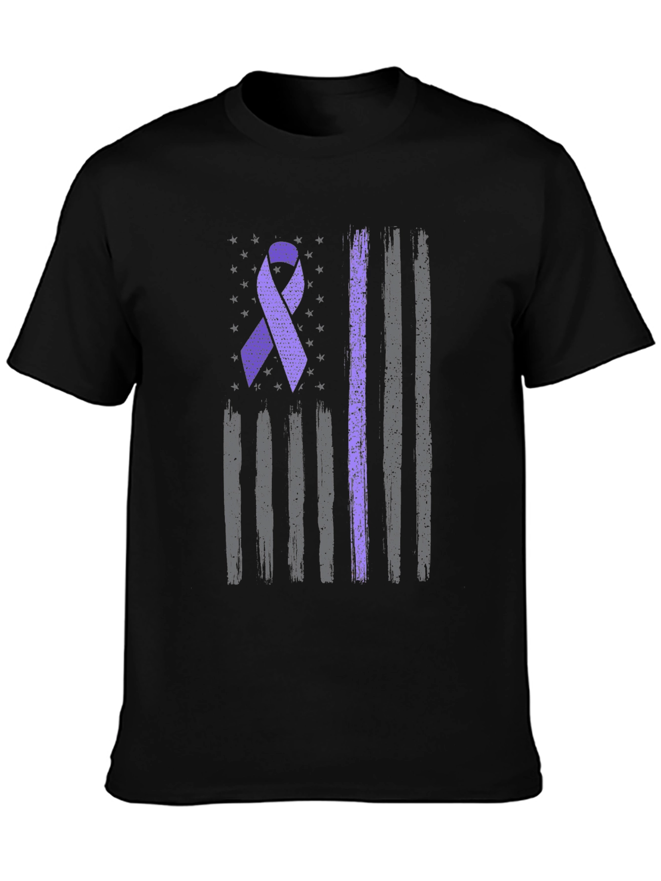 Purple Ribbon American Flag T-Shirt