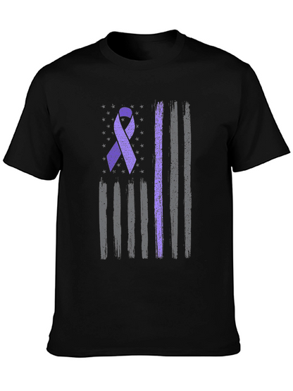 Purple Ribbon American Flag T-Shirt