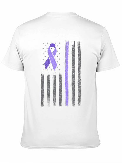 Purple Ribbon American Flag T-Shirt