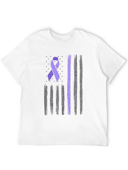 Purple Ribbon American Flag T-Shirt