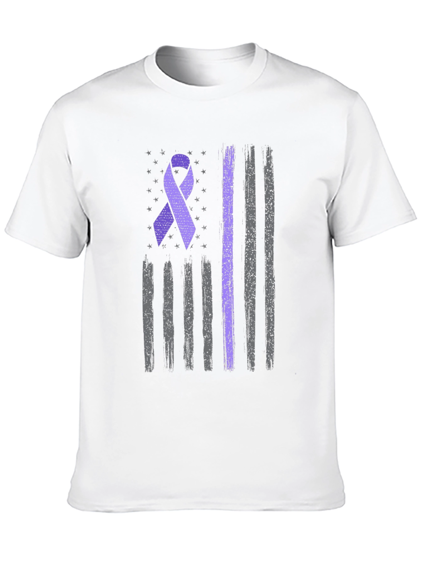 Purple Ribbon American Flag T-Shirt