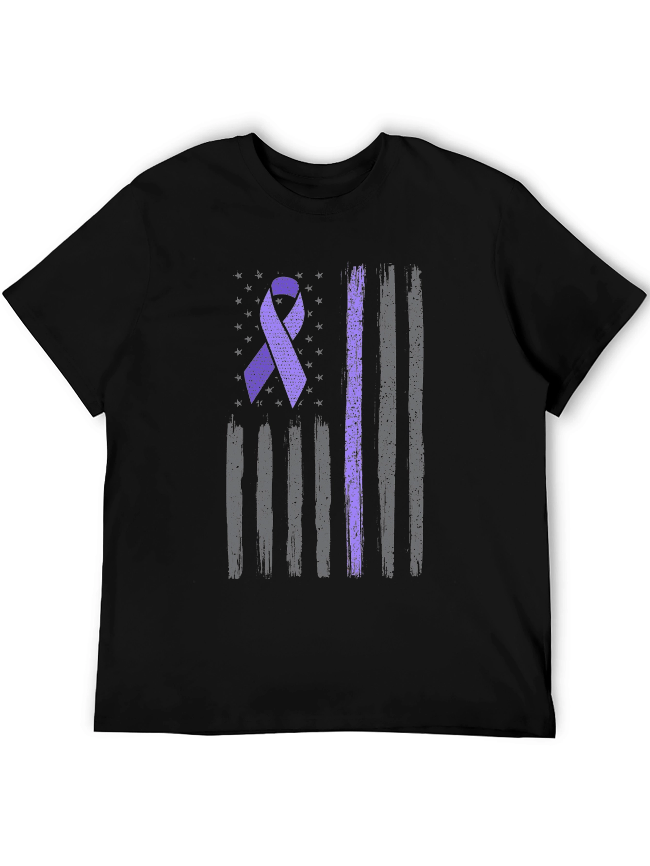 Purple Ribbon American Flag T-Shirt