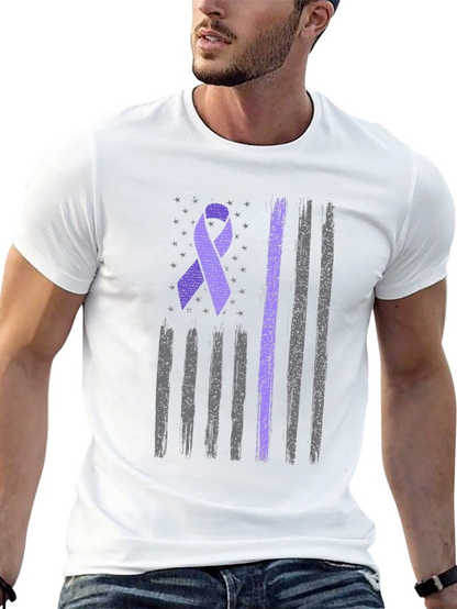 Purple Ribbon American Flag T-Shirt