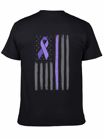 Purple Ribbon American Flag T-Shirt