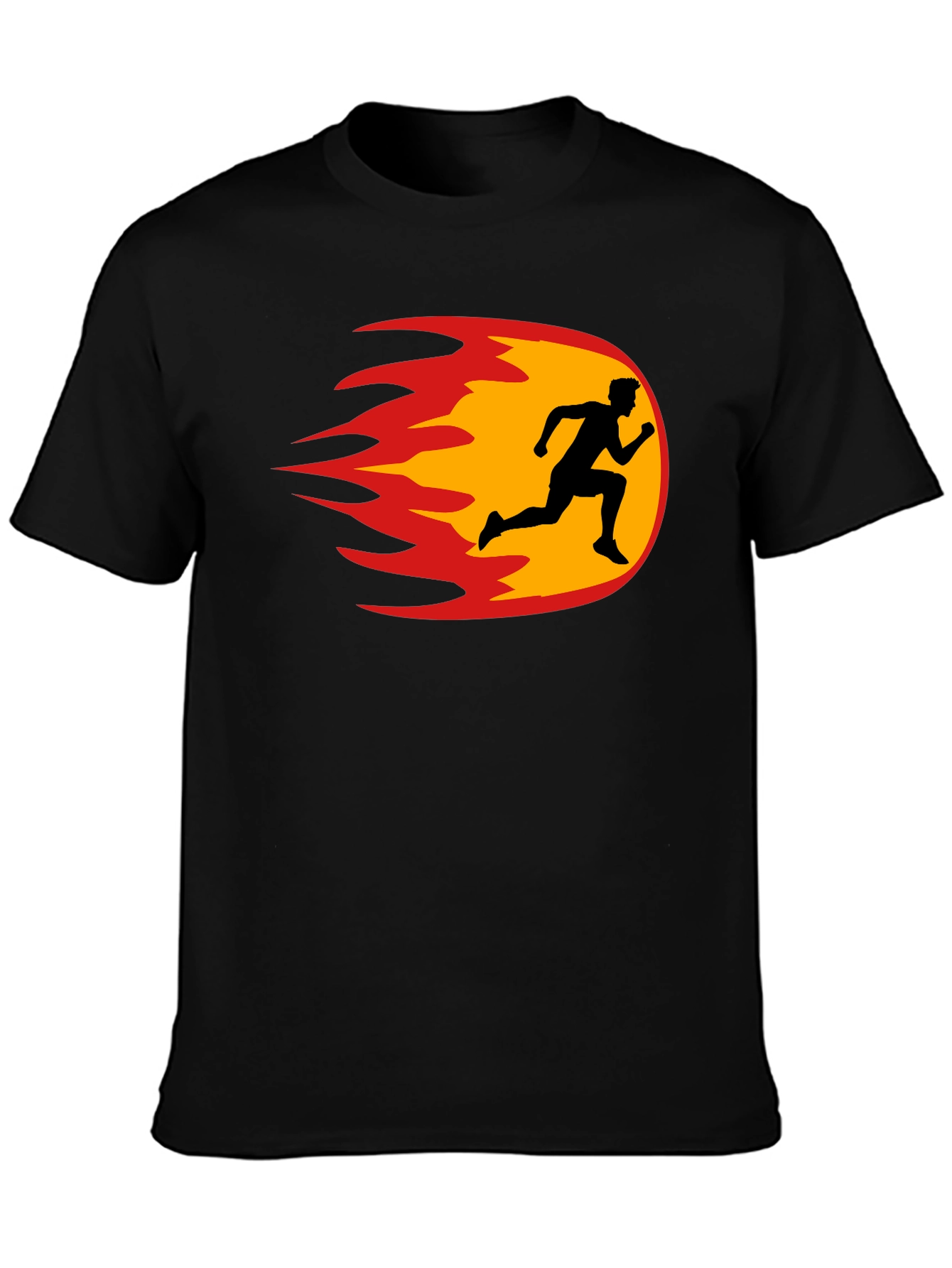 Fiery Runner Black T-Shirt - Speed & Style