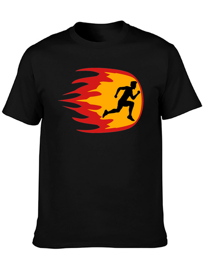 Fiery Runner Black T-Shirt - Speed & Style