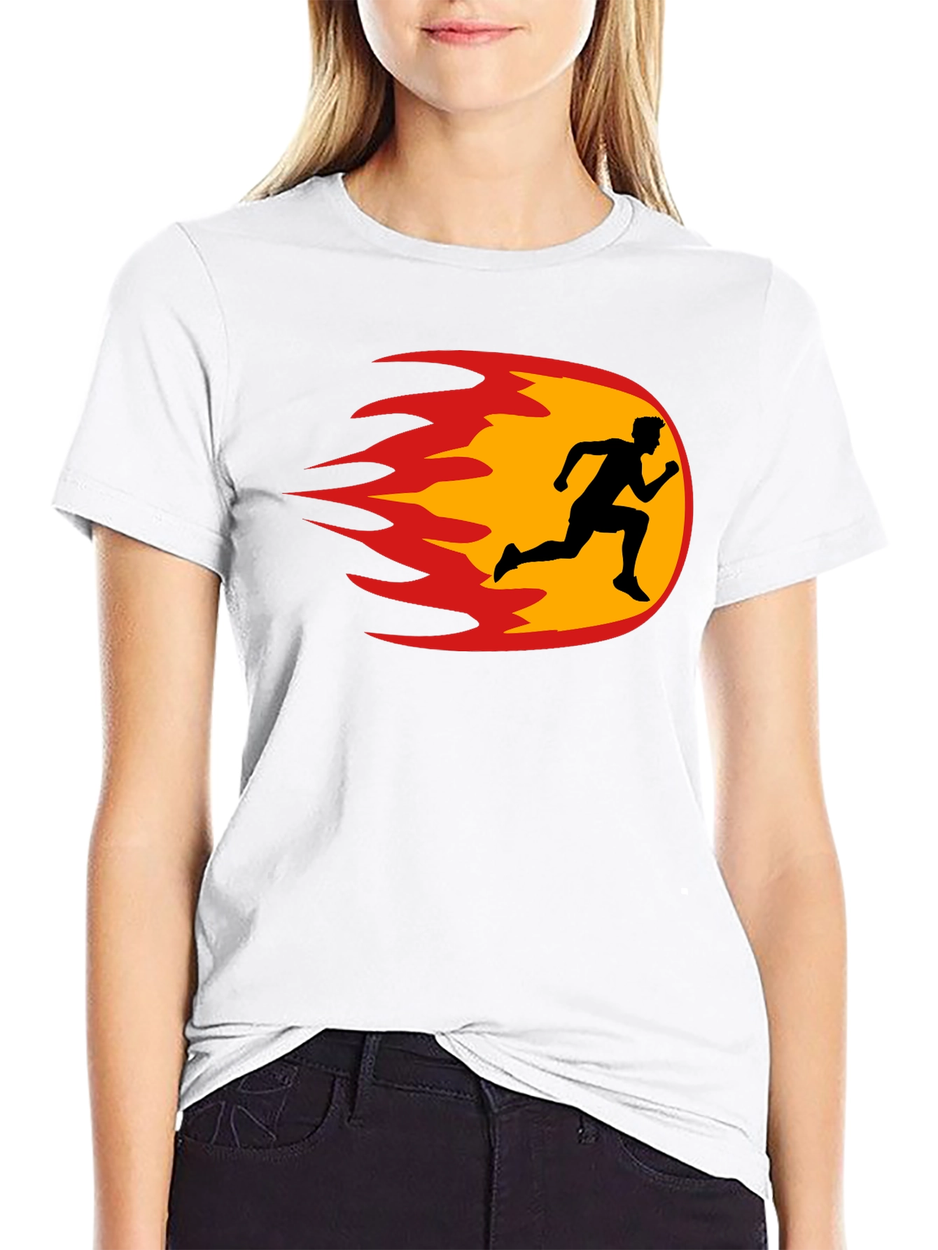 Fiery Runner Black T-Shirt - Speed & Style