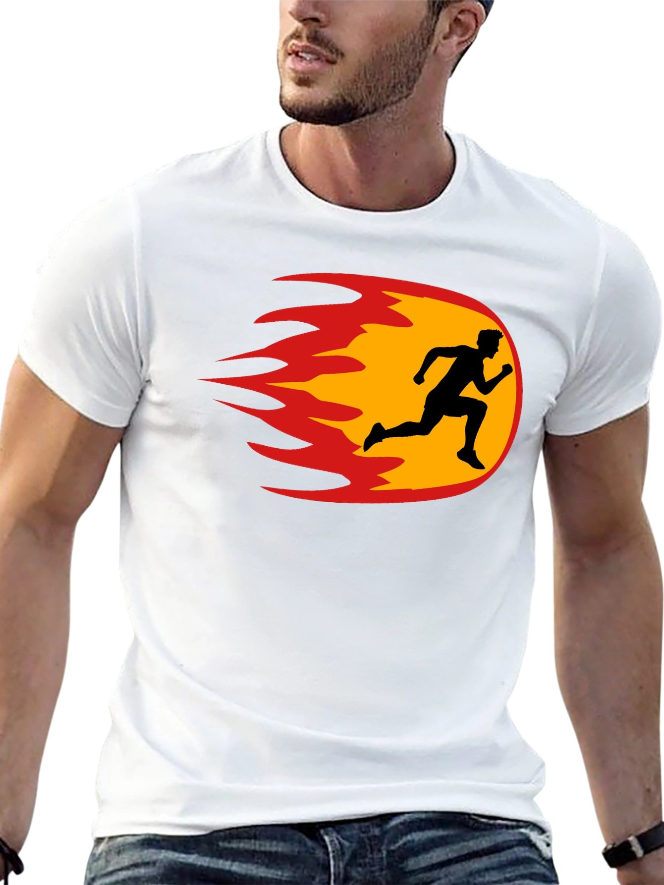 Fiery Runner Black T-Shirt - Speed & Style