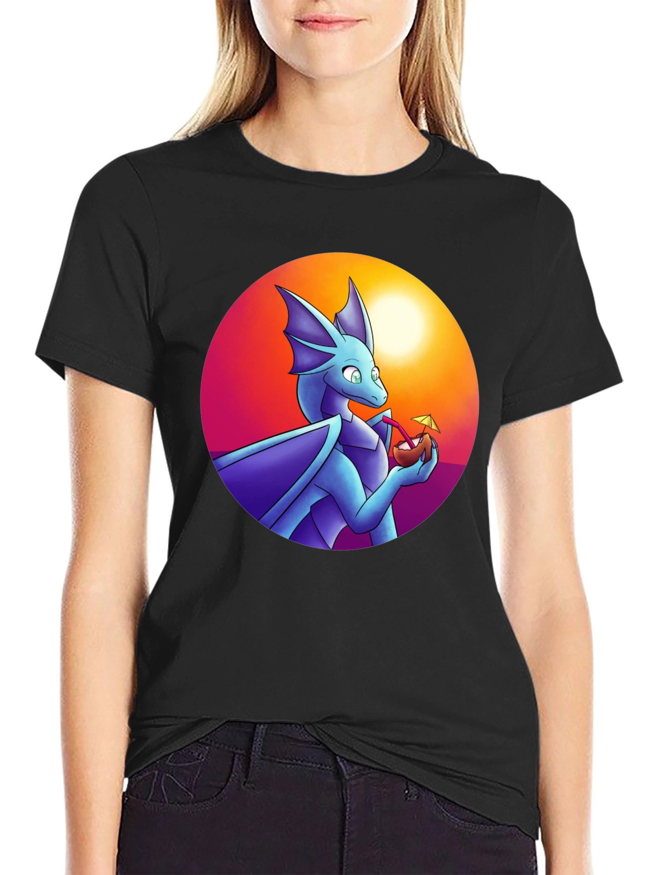 Dragon Sipping Cocktail Graphic Tee