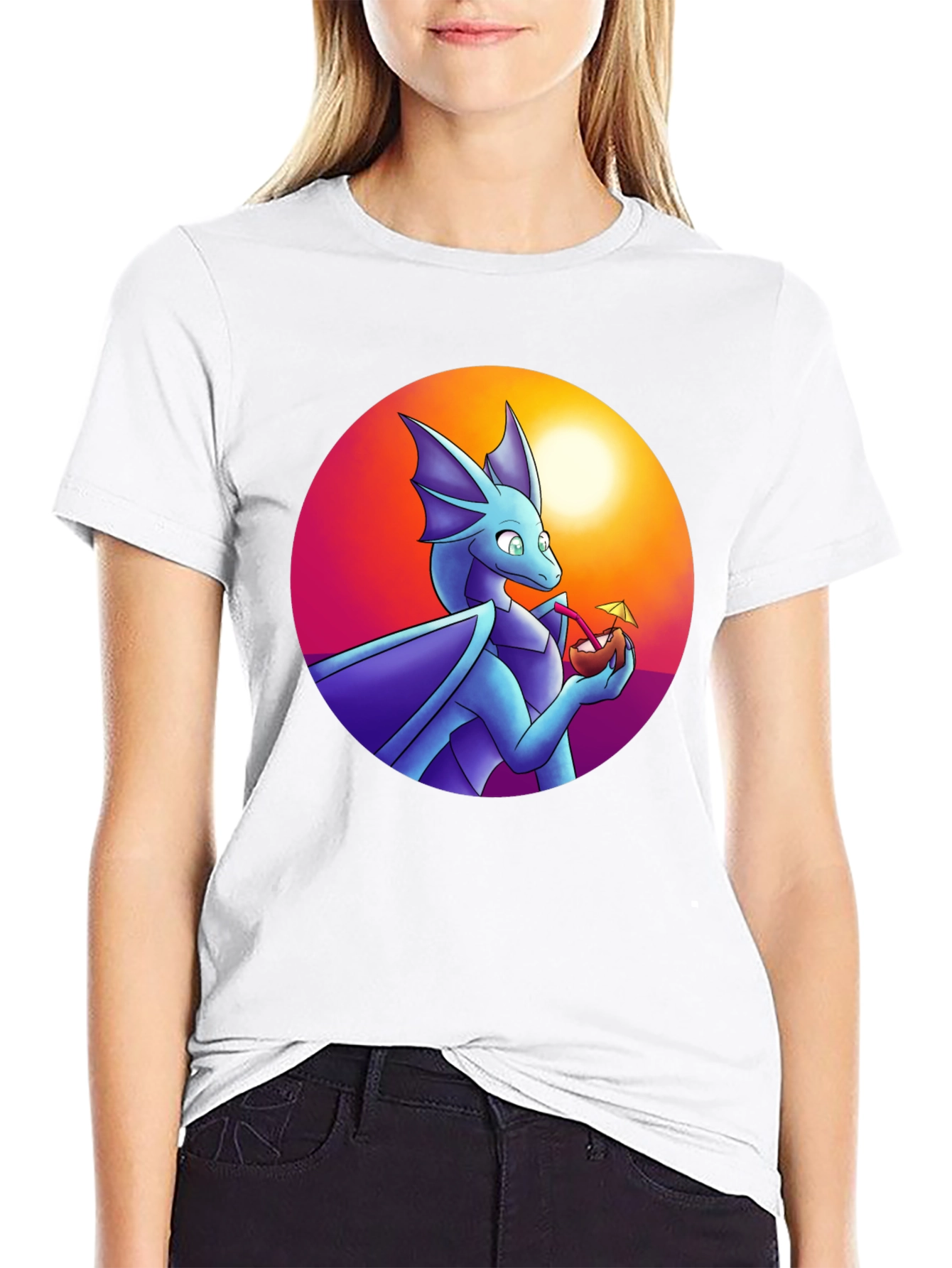 Dragon Sipping Cocktail Graphic Tee