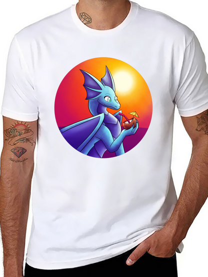 Dragon Sipping Cocktail Graphic Tee