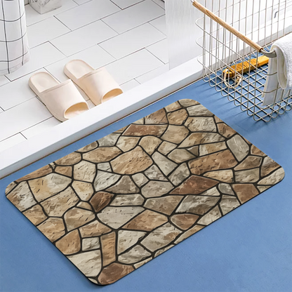 Natural Rough Stone Texture£üImitation Natural Rough Rock Stone Diatomite Mat, Retro Stone Pattern Absorbent Non?Slip Entry Bathroom Rug