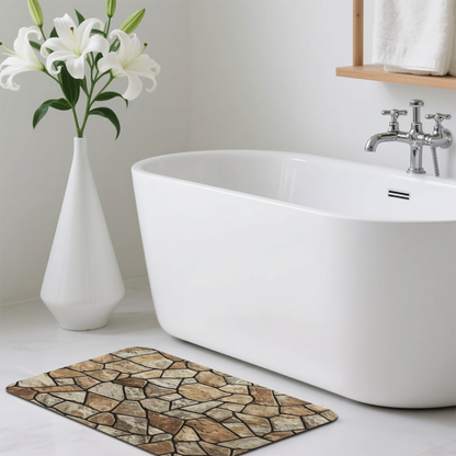 Natural Rough Stone Texture£üImitation Natural Rough Rock Stone Diatomite Mat, Retro Stone Pattern Absorbent Non?Slip Entry Bathroom Rug
