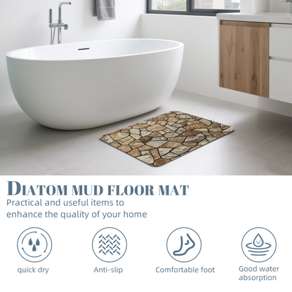 Natural Rough Stone Texture£üImitation Natural Rough Rock Stone Diatomite Mat, Retro Stone Pattern Absorbent Non?Slip Entry Bathroom Rug