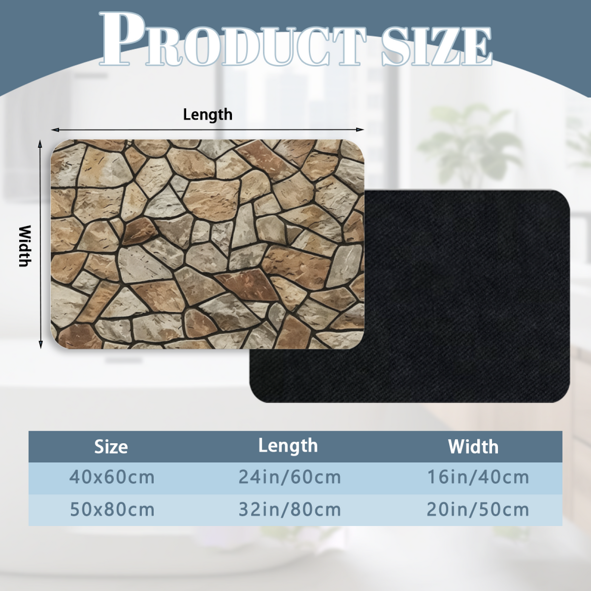 Natural Rough Stone Texture£üImitation Natural Rough Rock Stone Diatomite Mat, Retro Stone Pattern Absorbent Non?Slip Entry Bathroom Rug