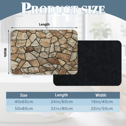Natural Rough Stone Texture£üImitation Natural Rough Rock Stone Diatomite Mat, Retro Stone Pattern Absorbent Non?Slip Entry Bathroom Rug