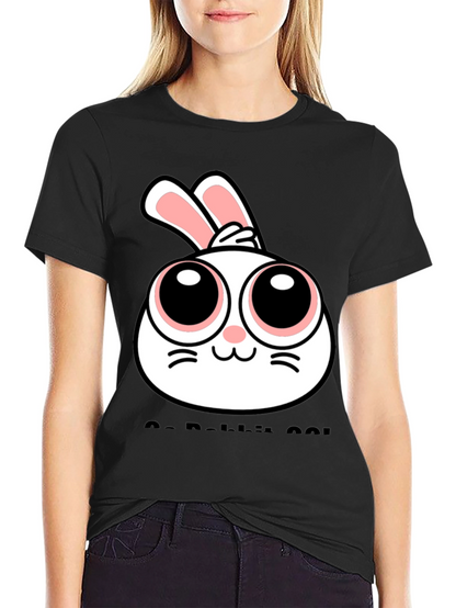 Cute Rabbit Graphic Black T-Shirt