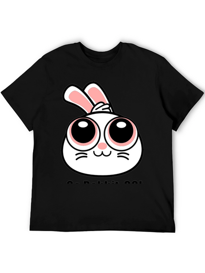 Cute Rabbit Graphic Black T-Shirt