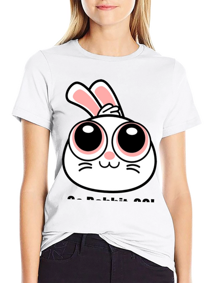 Cute Rabbit Graphic Black T-Shirt