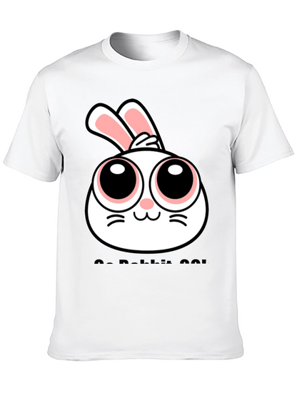 Cute Rabbit Graphic Black T-Shirt