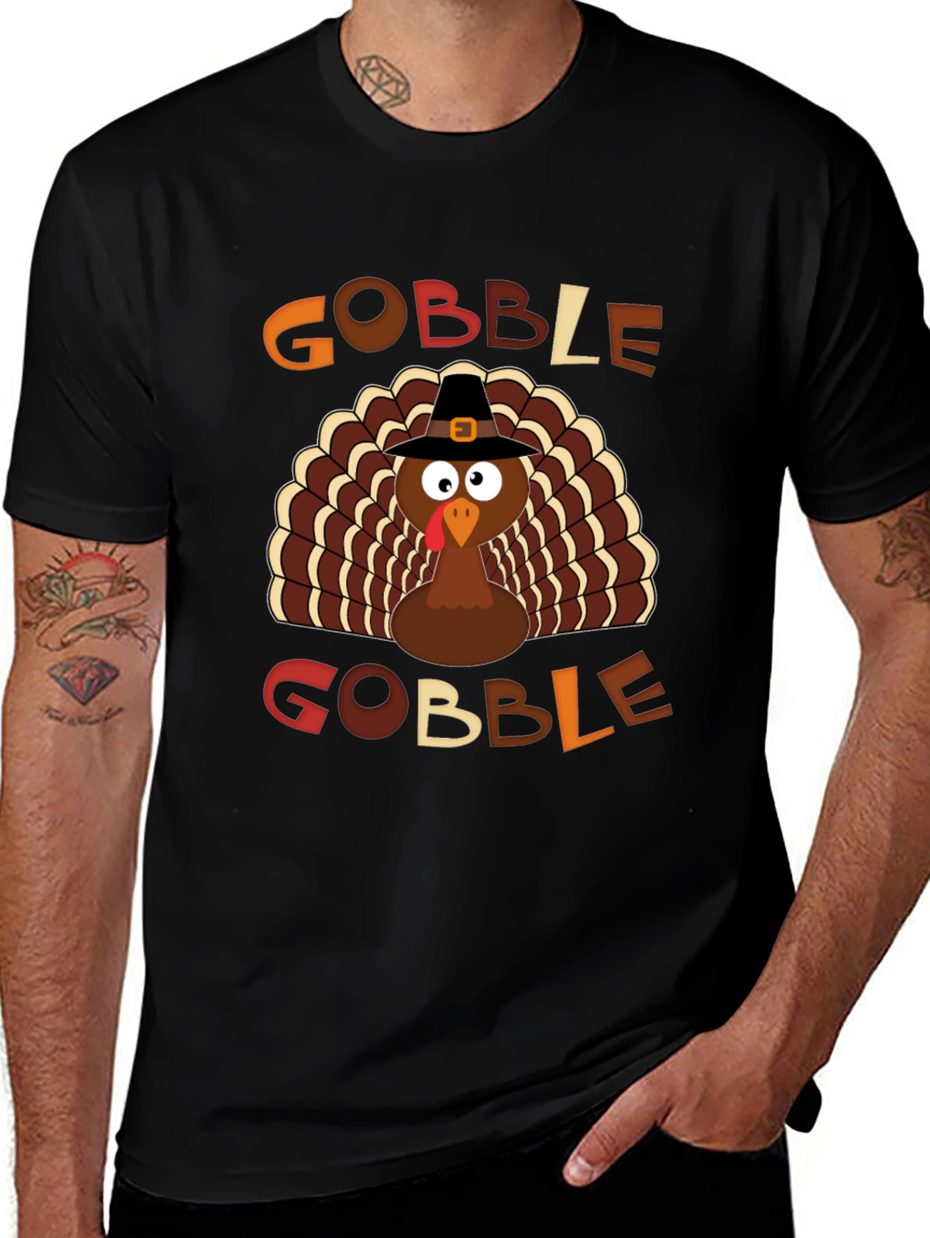 Gobble Thanksgiving Turkey Graphic T-Shirt