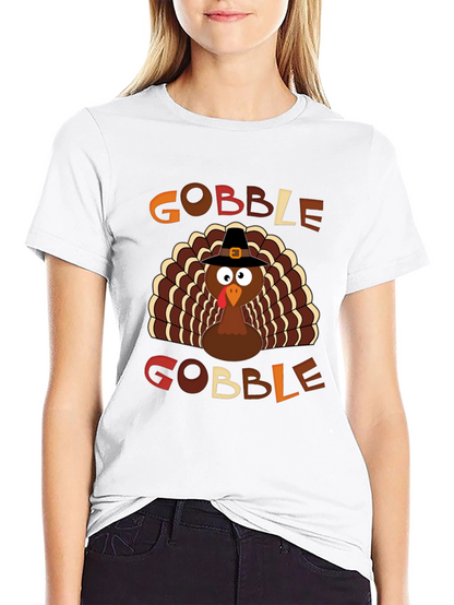 Gobble Thanksgiving Turkey Graphic T-Shirt