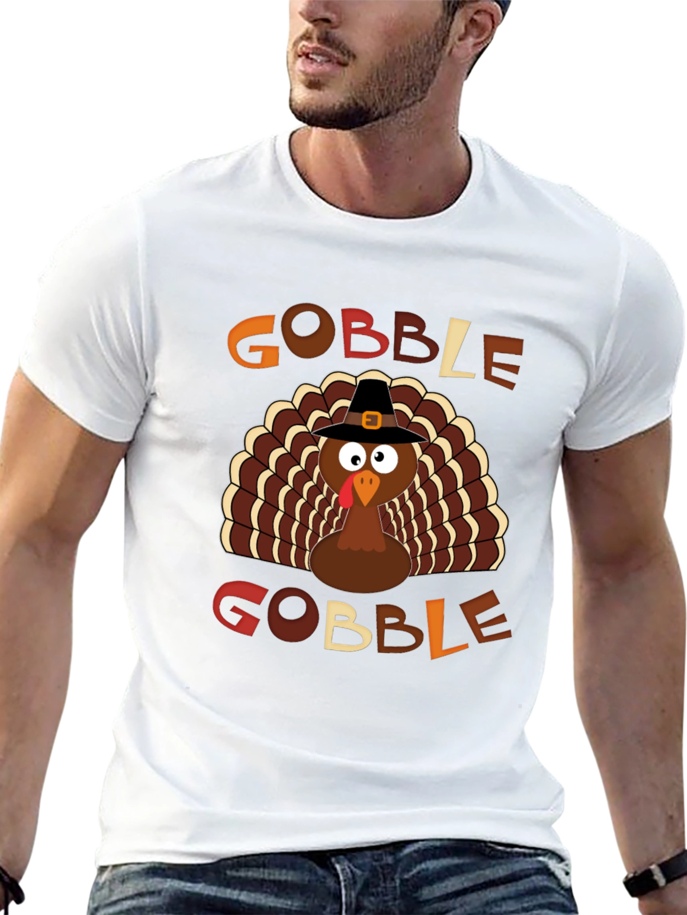 Gobble Thanksgiving Turkey Graphic T-Shirt
