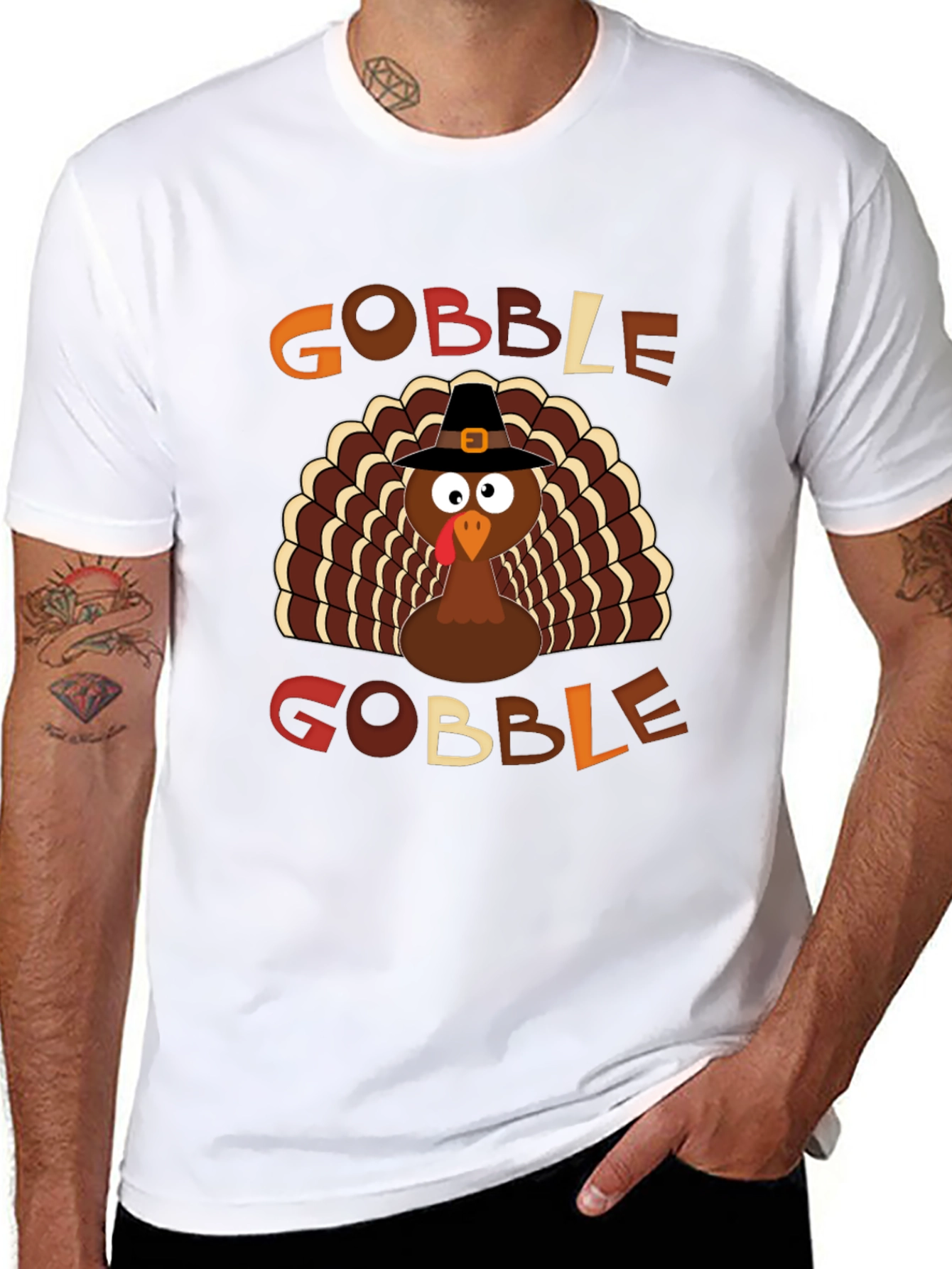 Gobble Thanksgiving Turkey Graphic T-Shirt