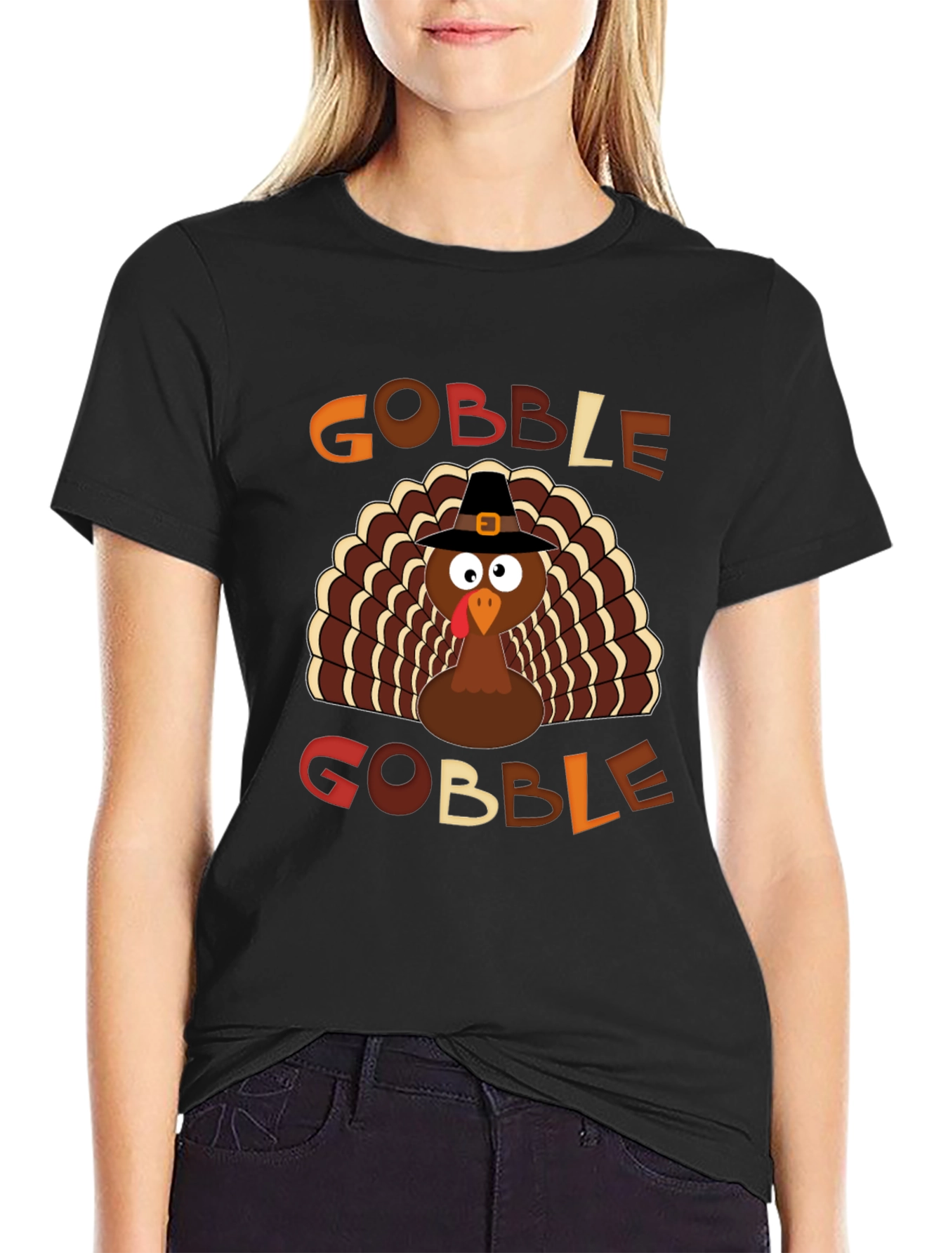 Gobble Thanksgiving Turkey Graphic T-Shirt