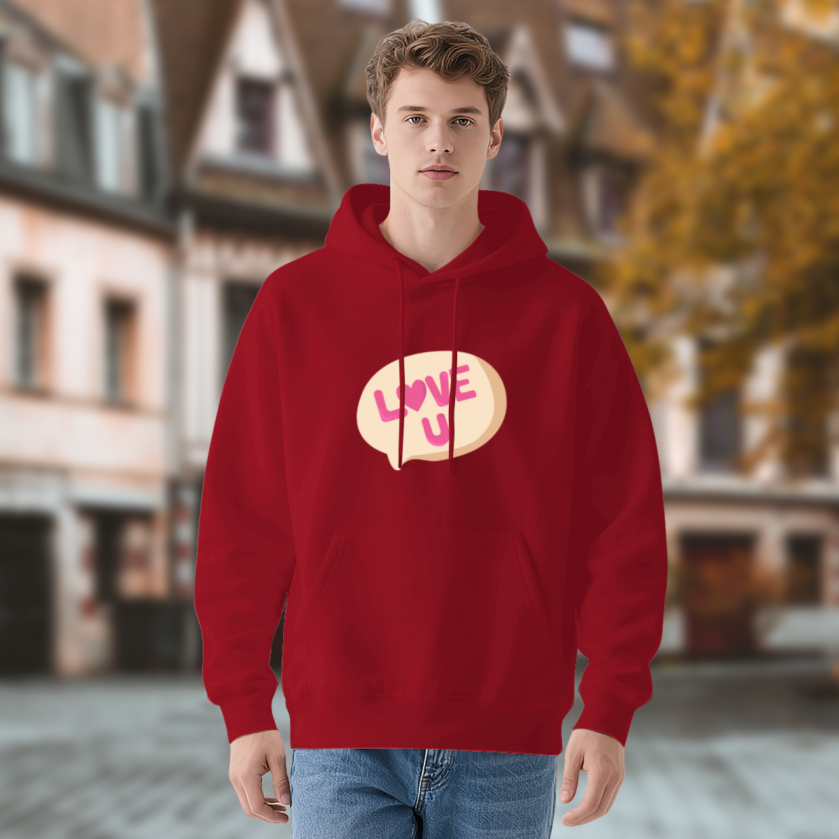 Red Love U Speech Bubble Hoodie