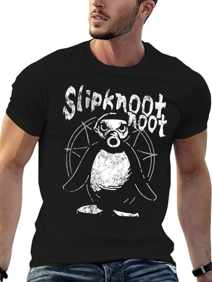 Slipknot Penguin T-Shirt - Black Cotton Blend Band Tee