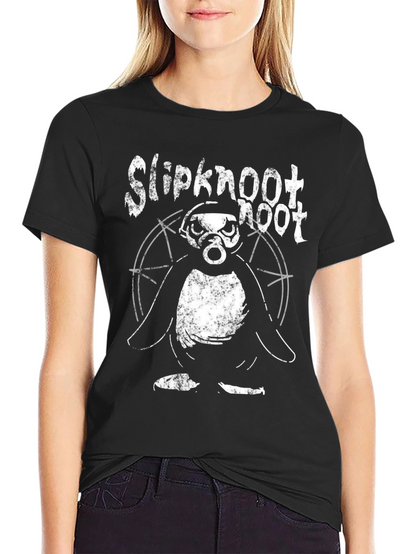 Slipknot Penguin T-Shirt - Black Cotton Blend Band Tee