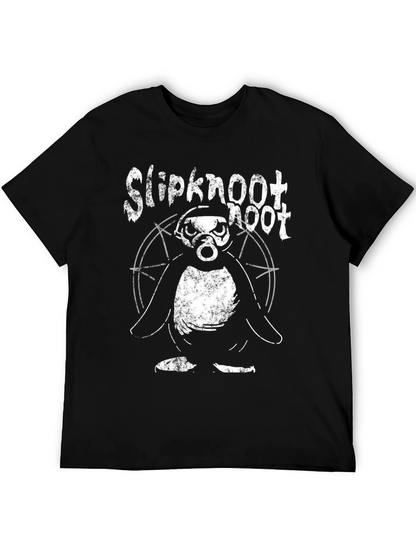 Slipknot Penguin T-Shirt - Black Cotton Blend Band Tee