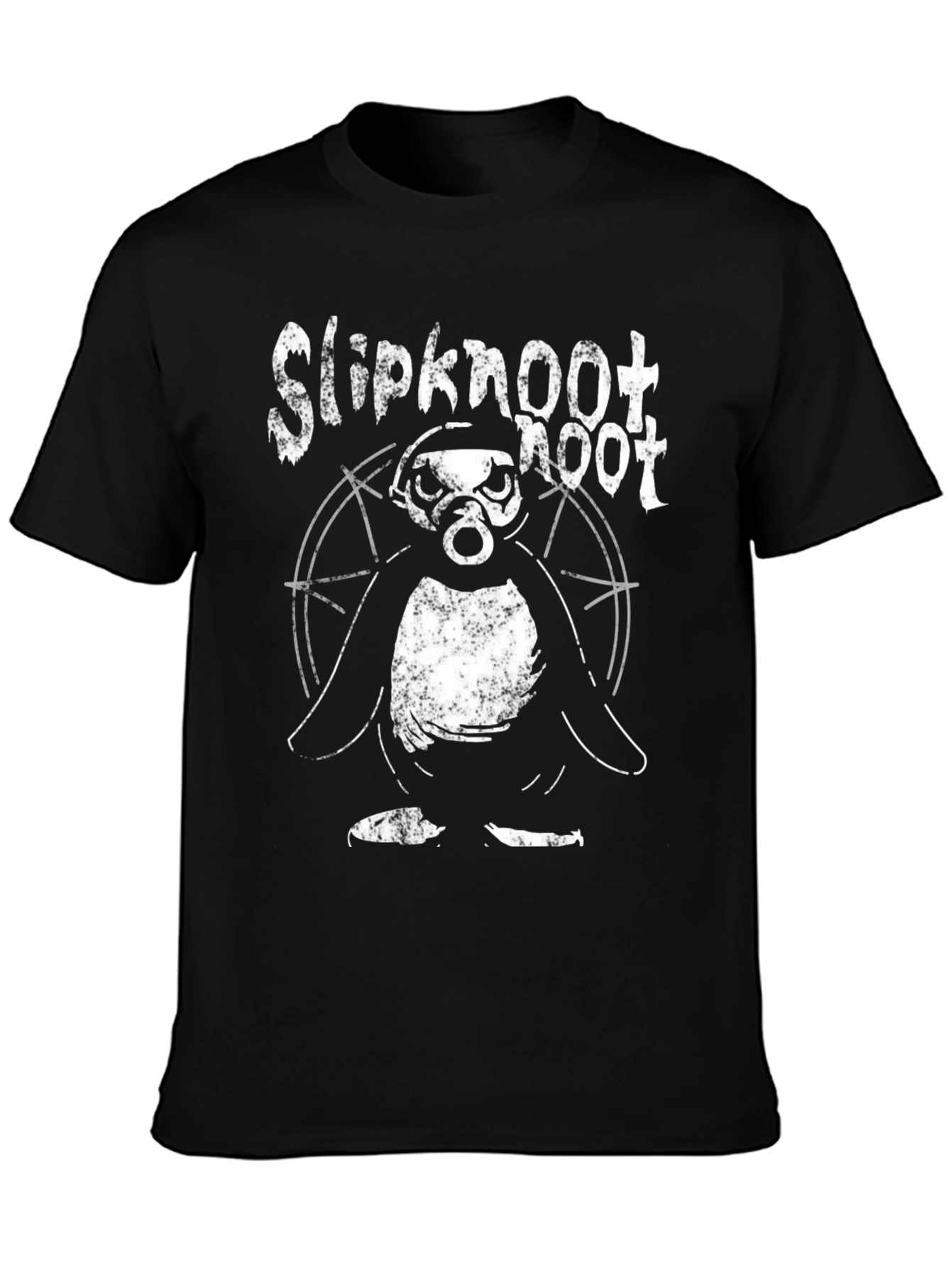 Slipknot Penguin T-Shirt - Black Cotton Blend Band Tee