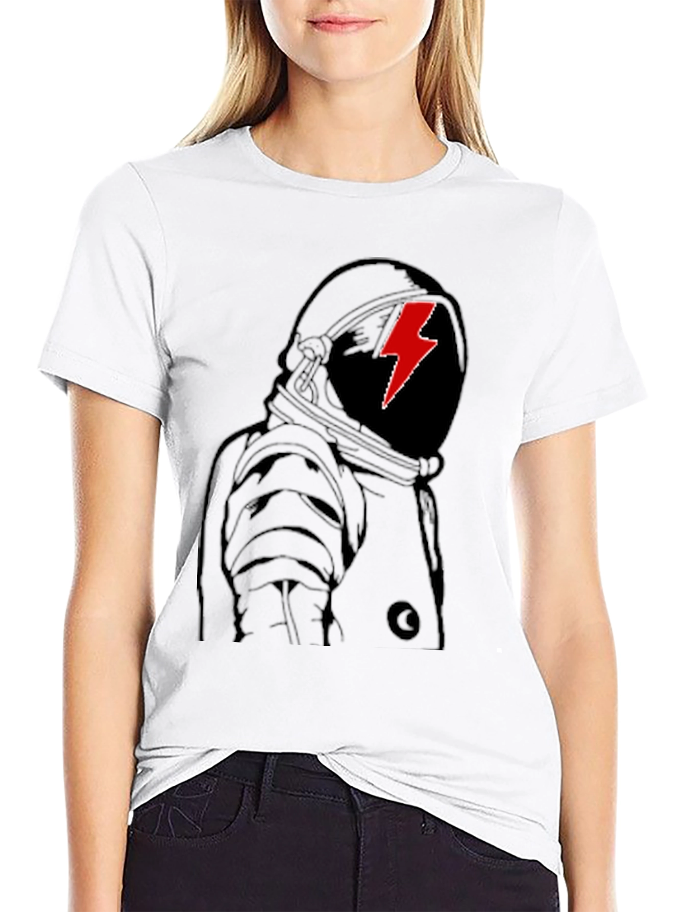 Astronaut Lightning Bolt Graphic Tee - Stylish Black T-Shirt