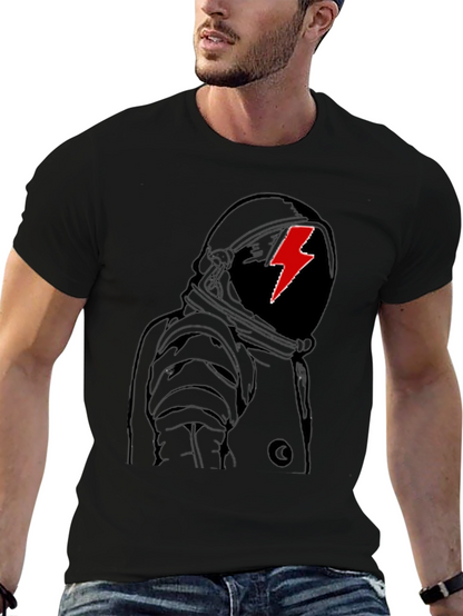 Astronaut Lightning Bolt Graphic Tee - Stylish Black T-Shirt
