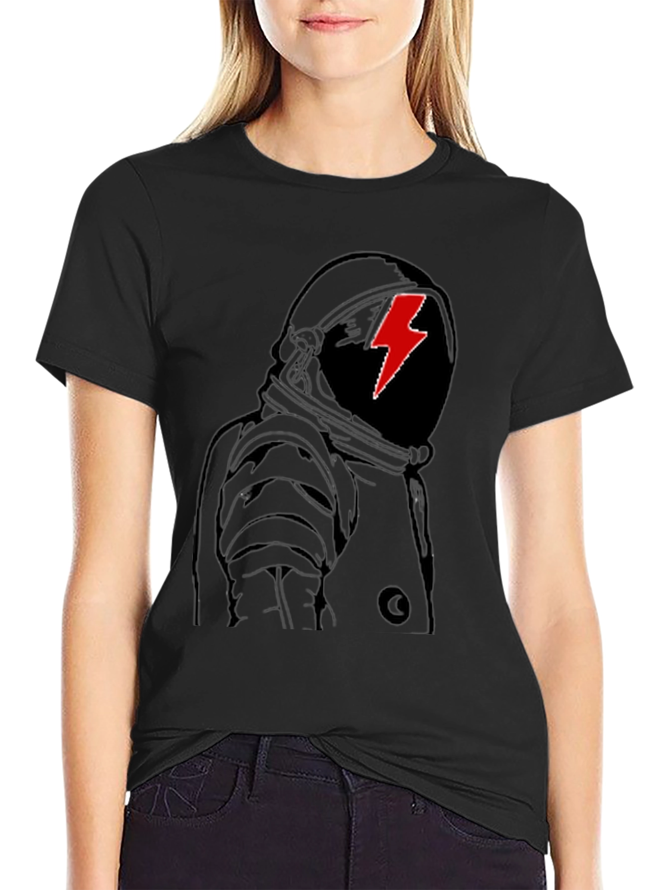 Astronaut Lightning Bolt Graphic Tee - Stylish Black T-Shirt