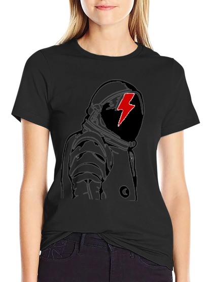 Astronaut Lightning Bolt Graphic Tee - Stylish Black T-Shirt