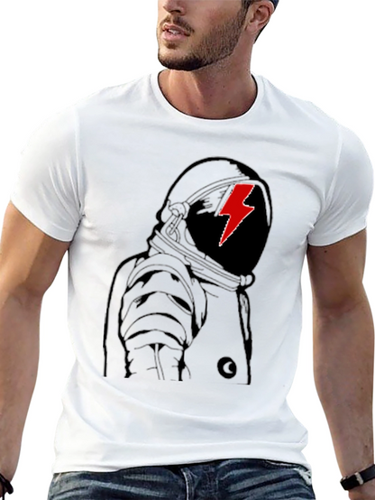 Astronaut Lightning Bolt Graphic Tee - Stylish Black T-Shirt