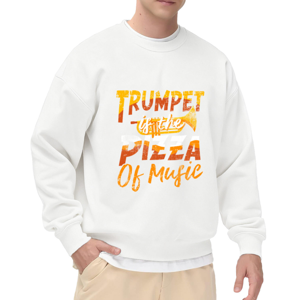 Trumpet Is The Pizza Of Music Crewneck Sweatshirt - Funny Musician Gift Pullover