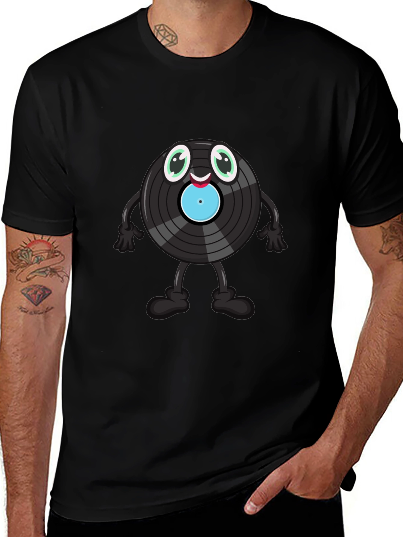 Cute Vinyl Record Cartoon Graphic Tee