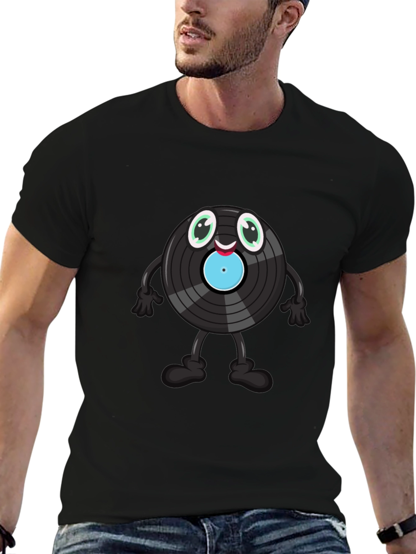 Cute Vinyl Record Cartoon Graphic Tee