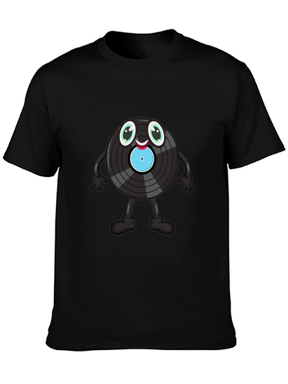 Cute Vinyl Record Cartoon Graphic Tee