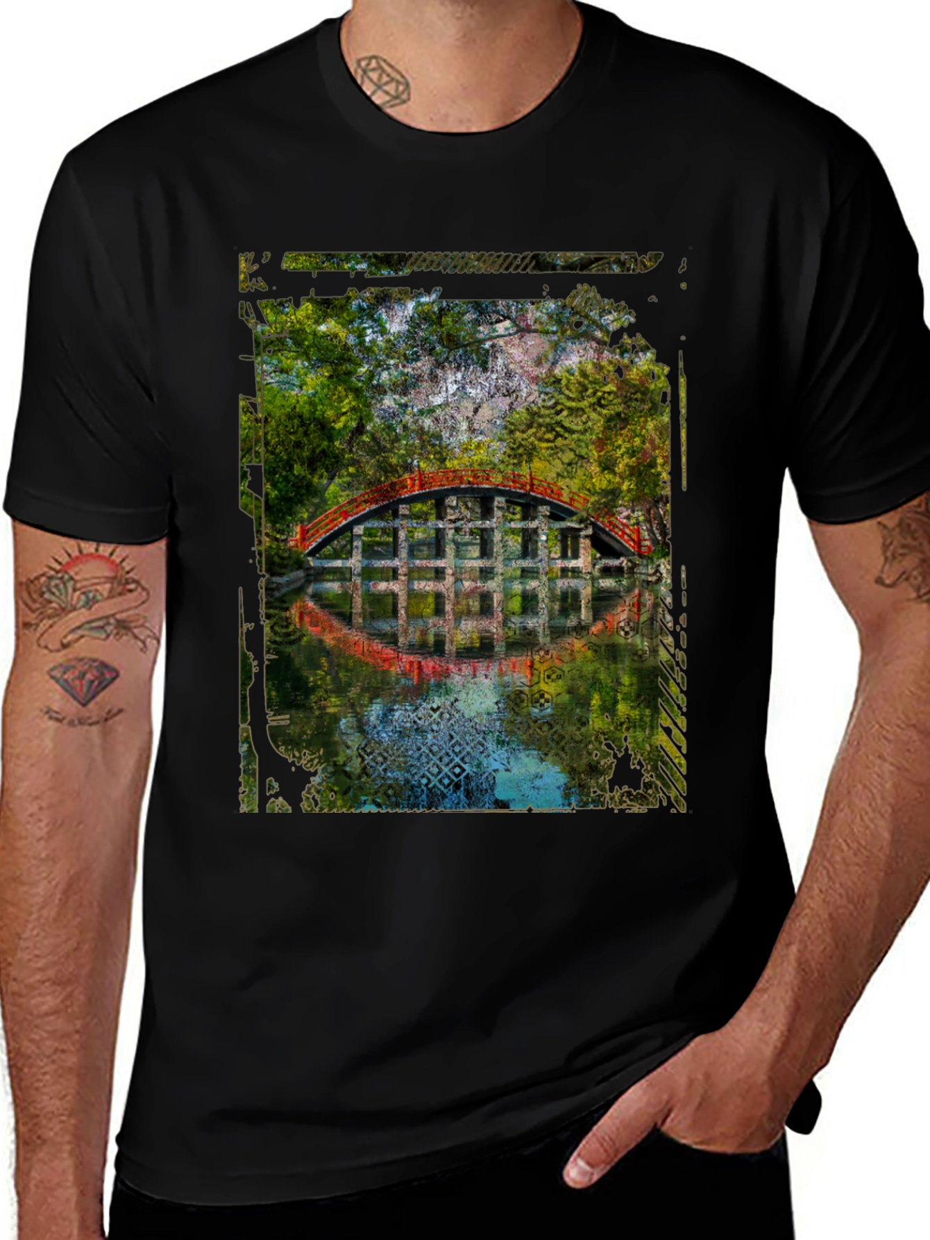 Arched Bridge Graphic Tee - Mens Black T-Shirt
